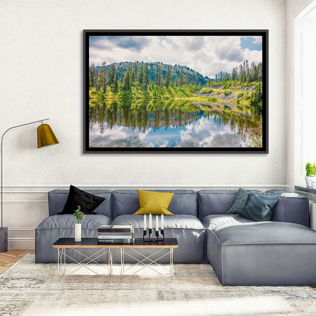 Highwood Lake Reflection Wall Art in a room, landscape