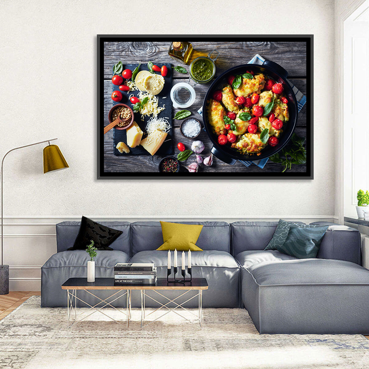 Pesto Baked Chicken Flat Lay Wall Art