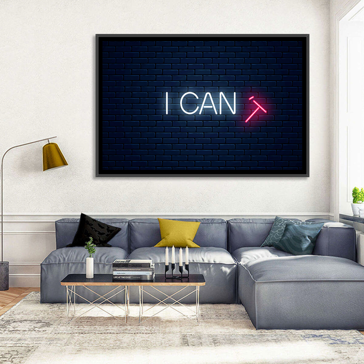 I Can Neon Sign Wall Art in a room, landscape