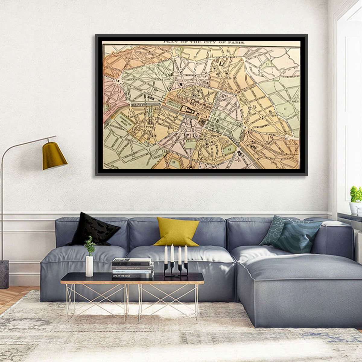 Plan of Paris Wall Art in a room, landscape