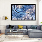 Snowy Forest Road at Golden Hour Wall Art