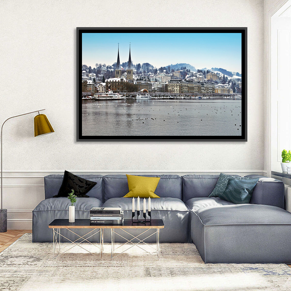Hofkirche Lucerne Cityscape Wall Art in a room, landscape