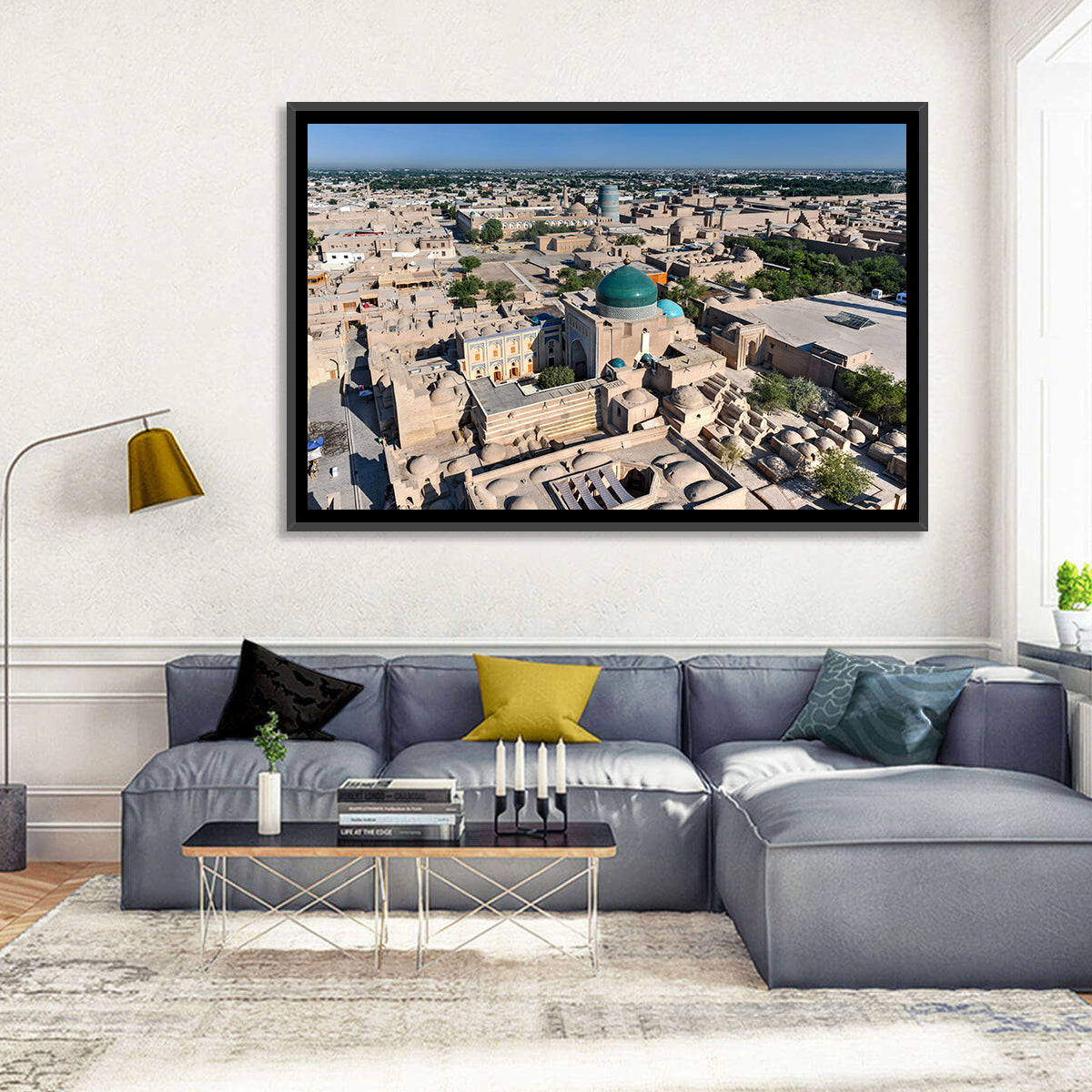 Khiva Green Dome Madrassa Wall Art in a room, landscape