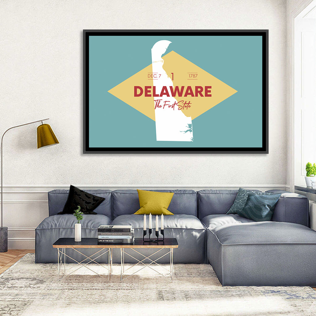 Delaware State Map Graphic Wall Art