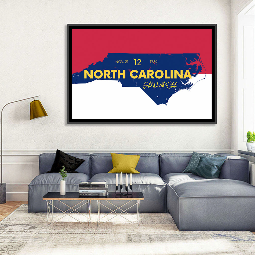 North Carolina Typographic Map Wall Art