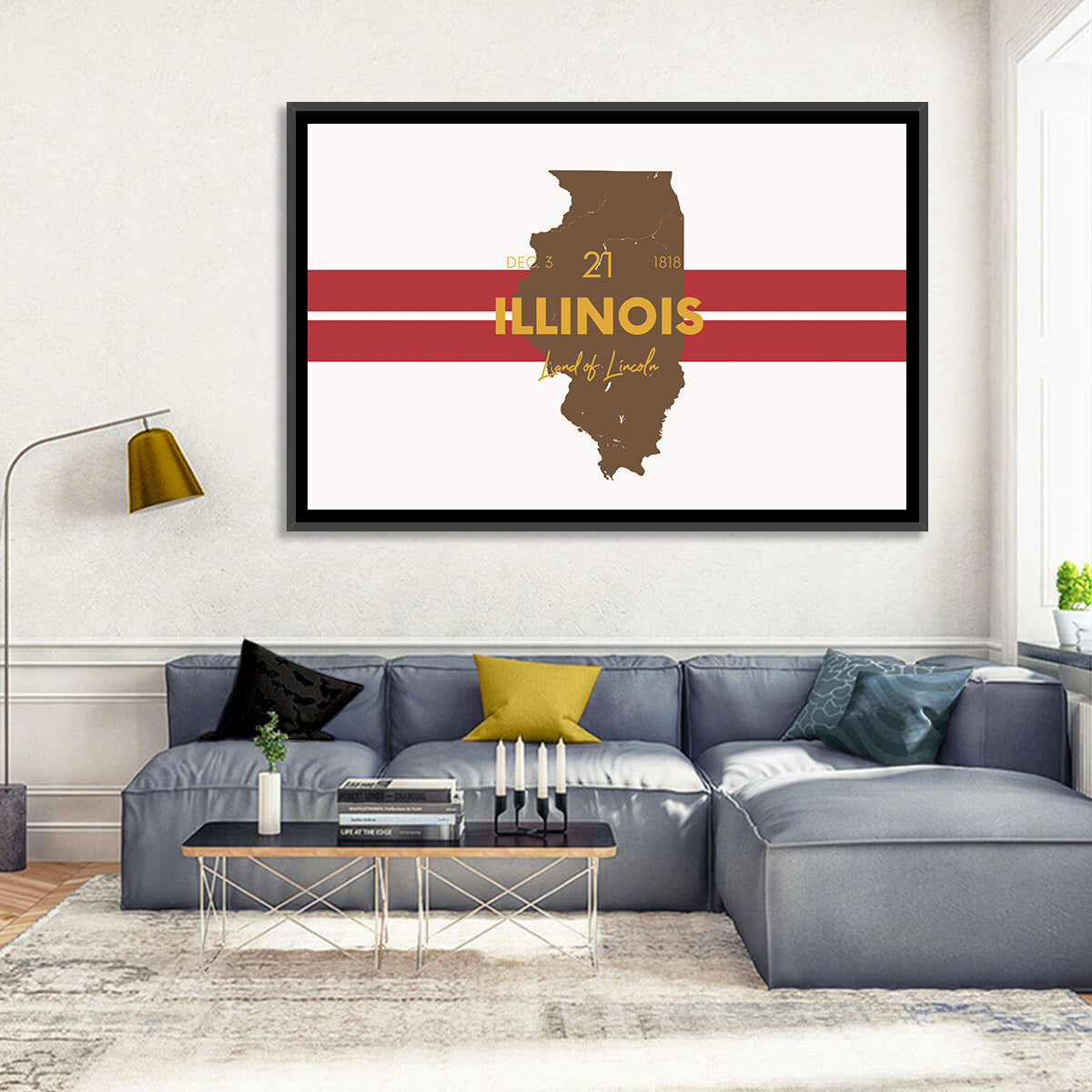 Illinois Map Land of Lincoln Wall Art