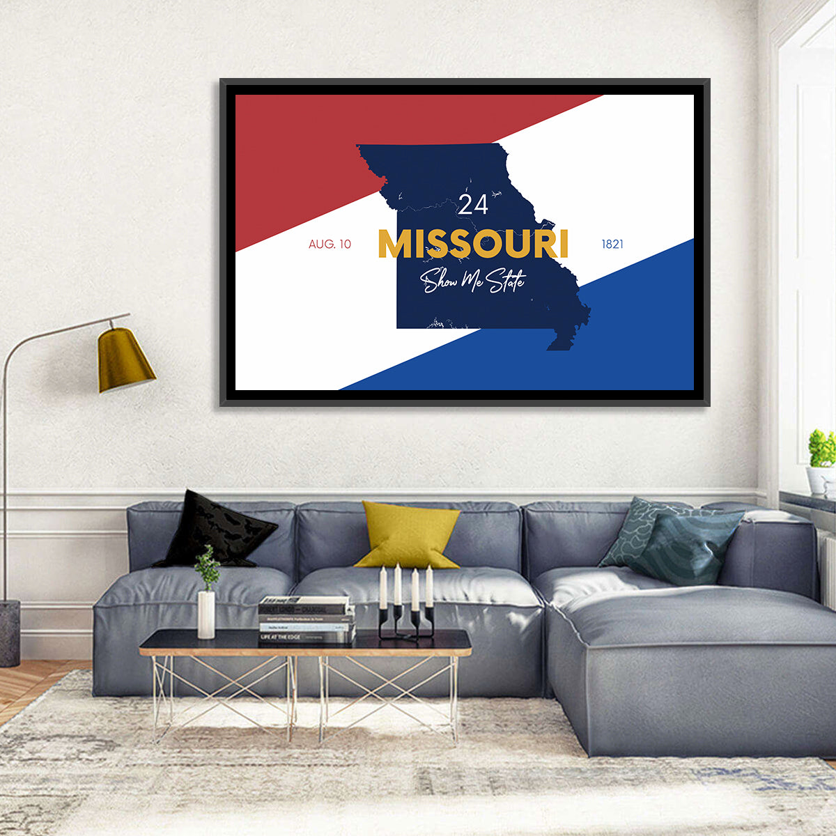 Missouri Map, Show Me State Wall Art in a room, landscape
