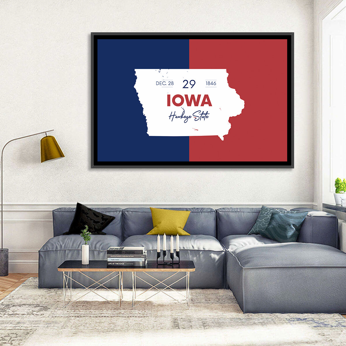 Hawkeye State Map Typography Wall Art