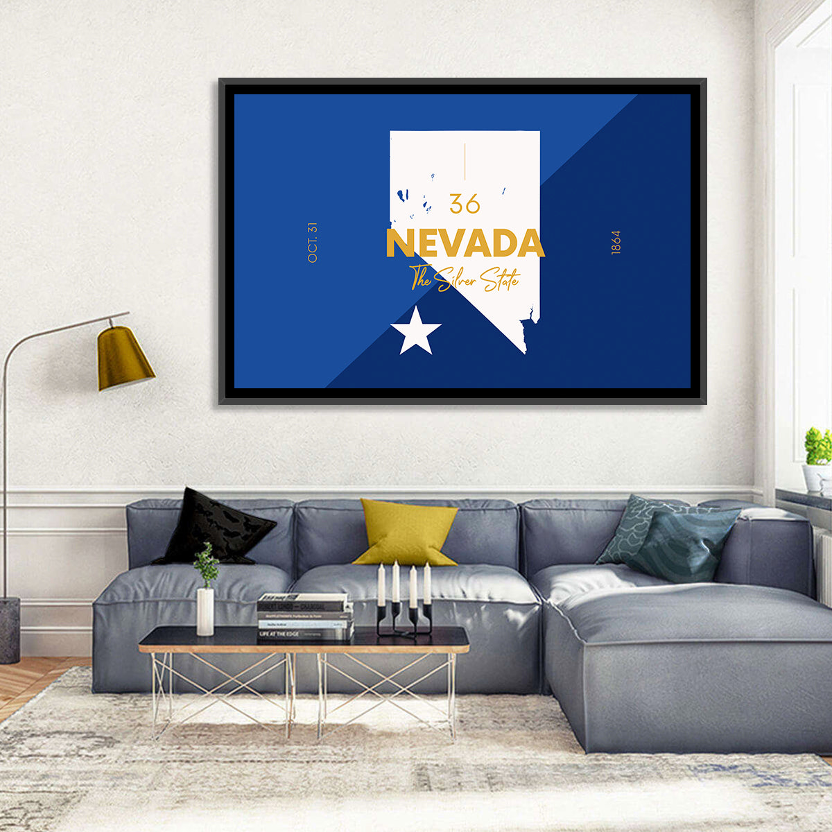 Nevada Map the Silver State Wall Art in a room, landscape