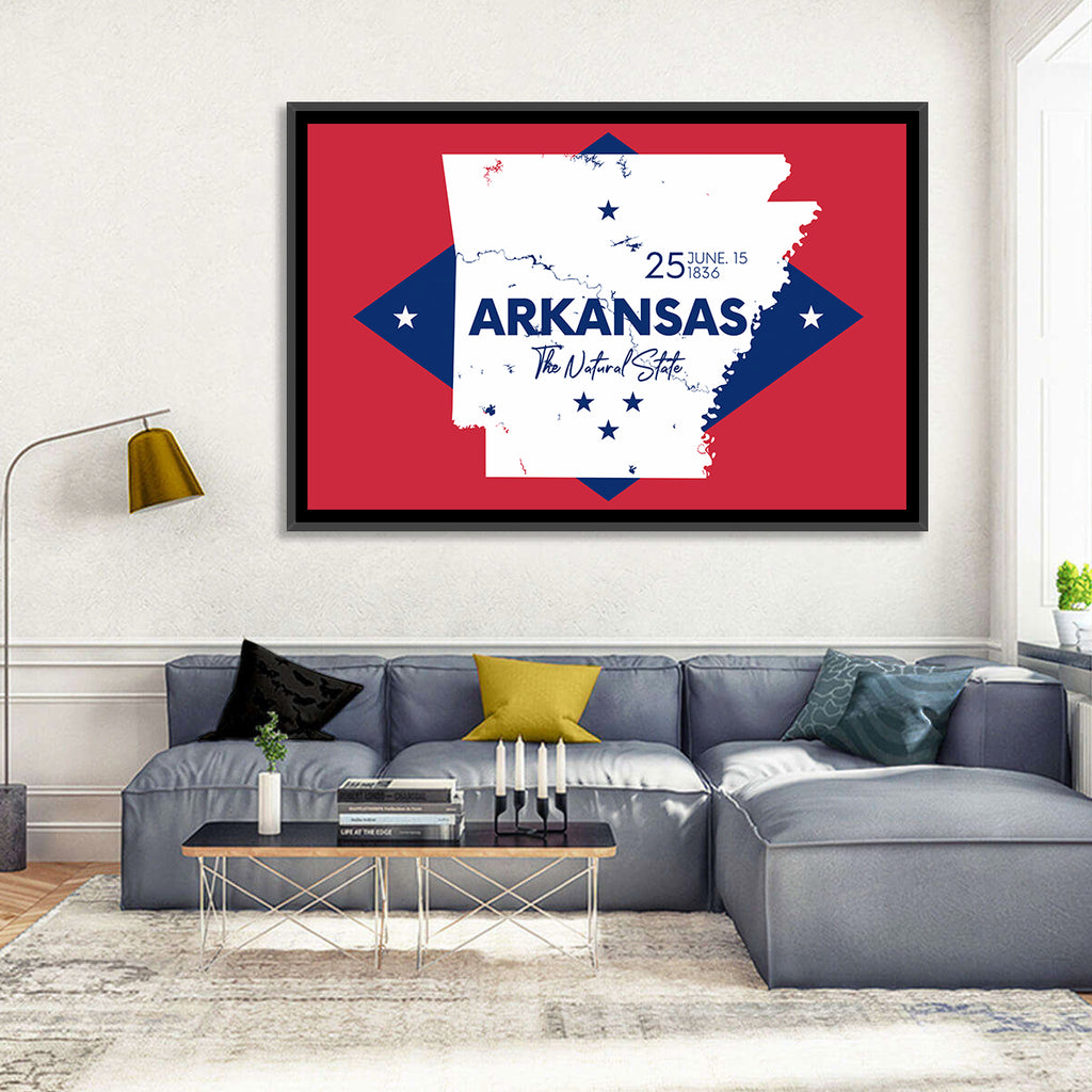 Patriotic Arkansas Map Wall Art