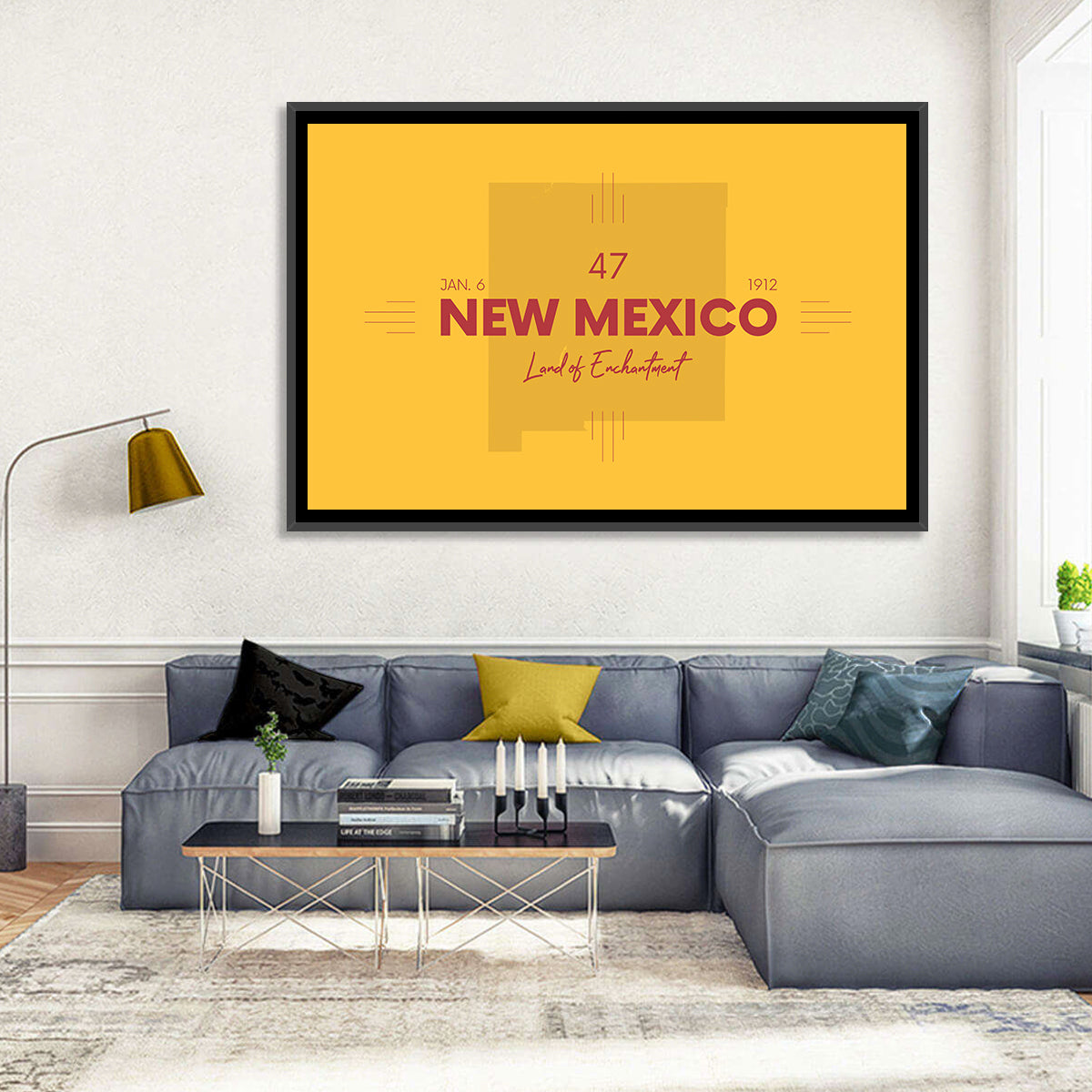 New Mexico Typographic Map 1912 Wall Art
