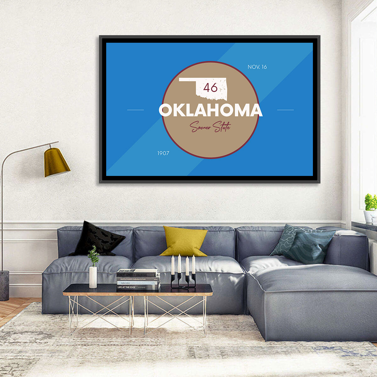 Oklahoma State Medallion Map Wall Art