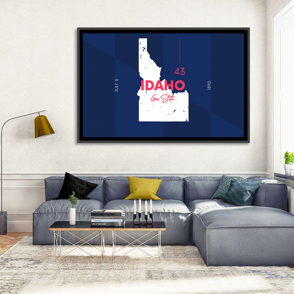 Idaho Gem State Map Wall Art