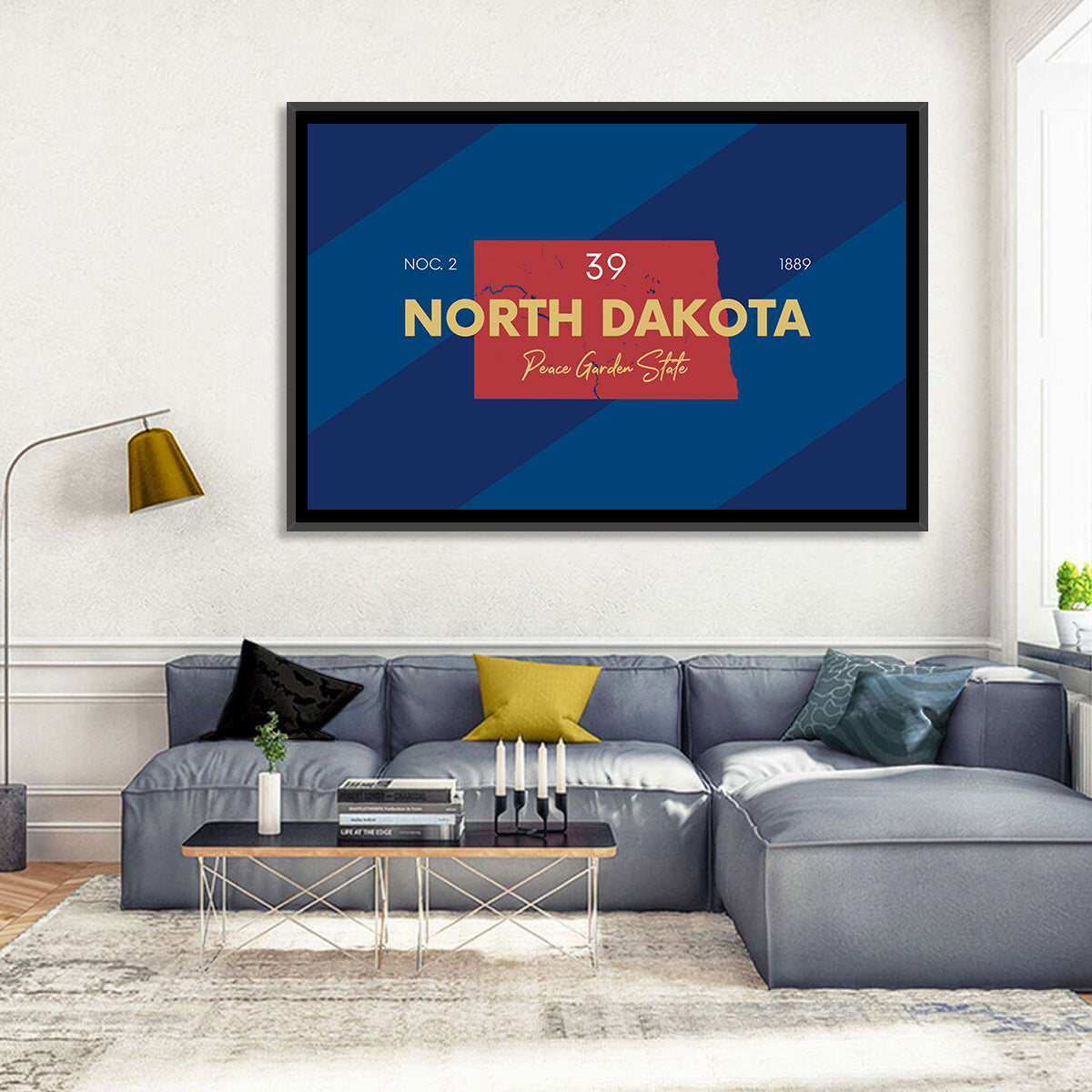 North Dakota Map Graphic Number 39 Wall Art in a room, landscape