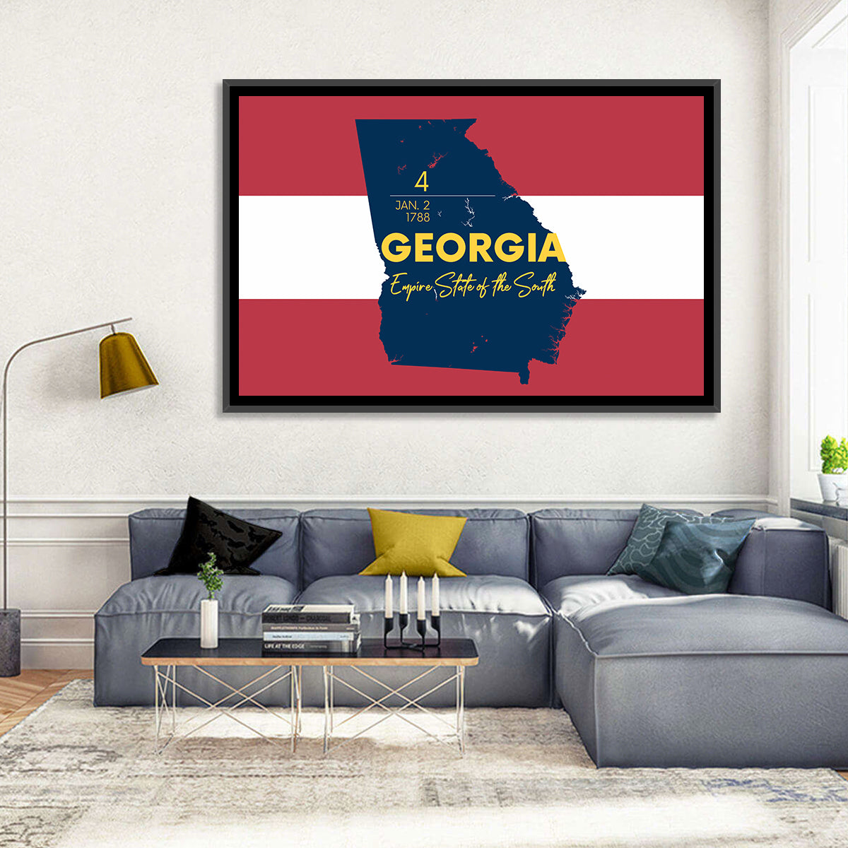 Georgia Silhouette Map Wall Art in a room, landscape