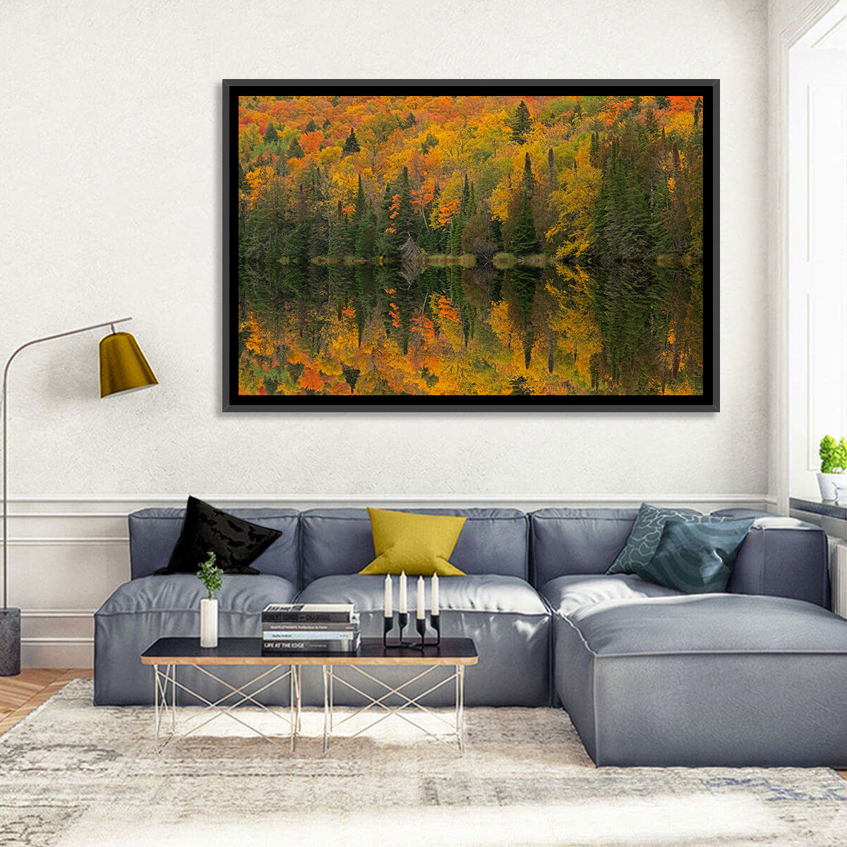 Ottawa National Forest Autumn Reflection Wall Art in a room, landscape