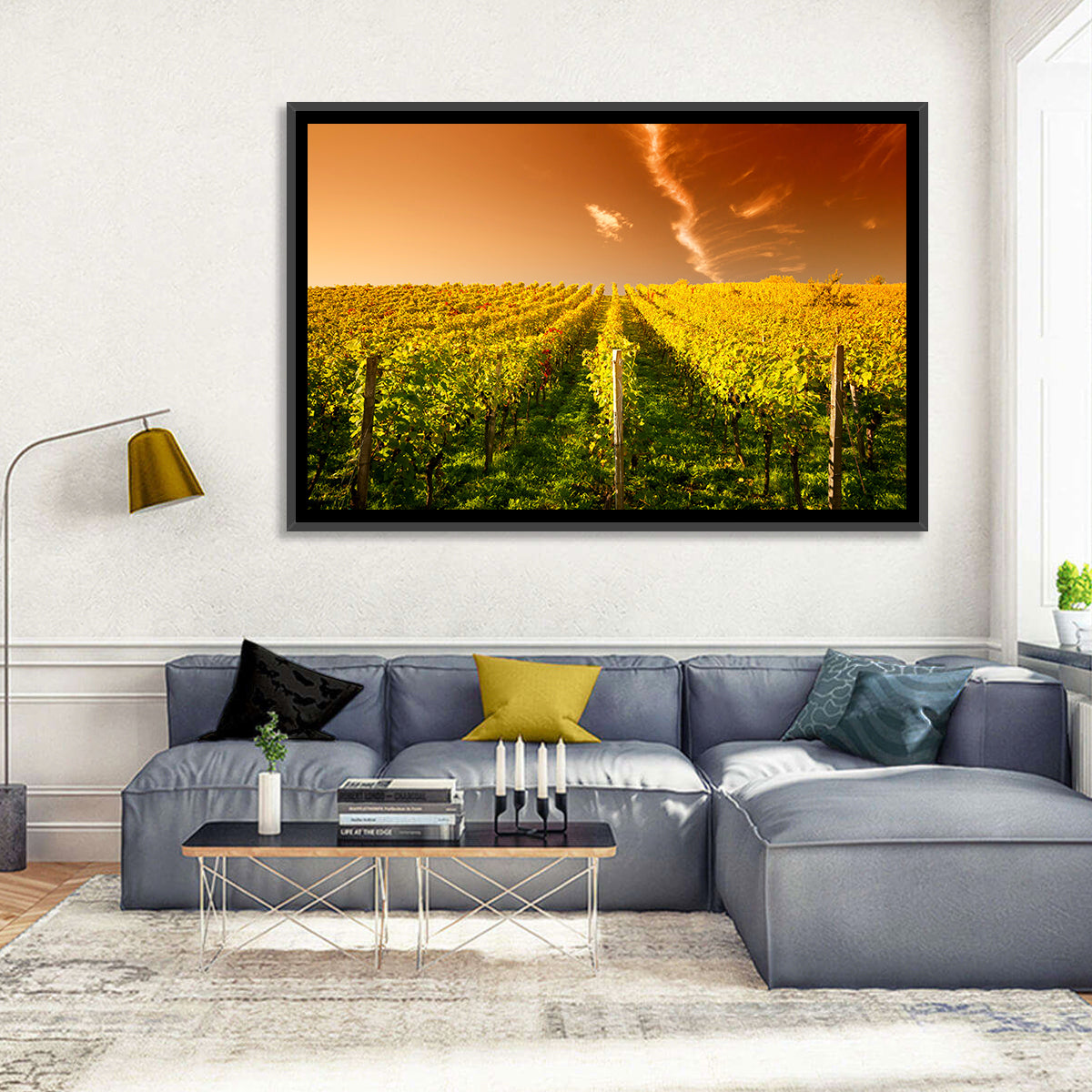 Wineyard Sunset Wall Art