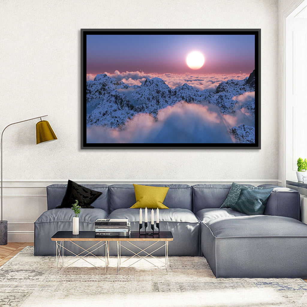 Sunset Above Snowy Mountains Wall Art
