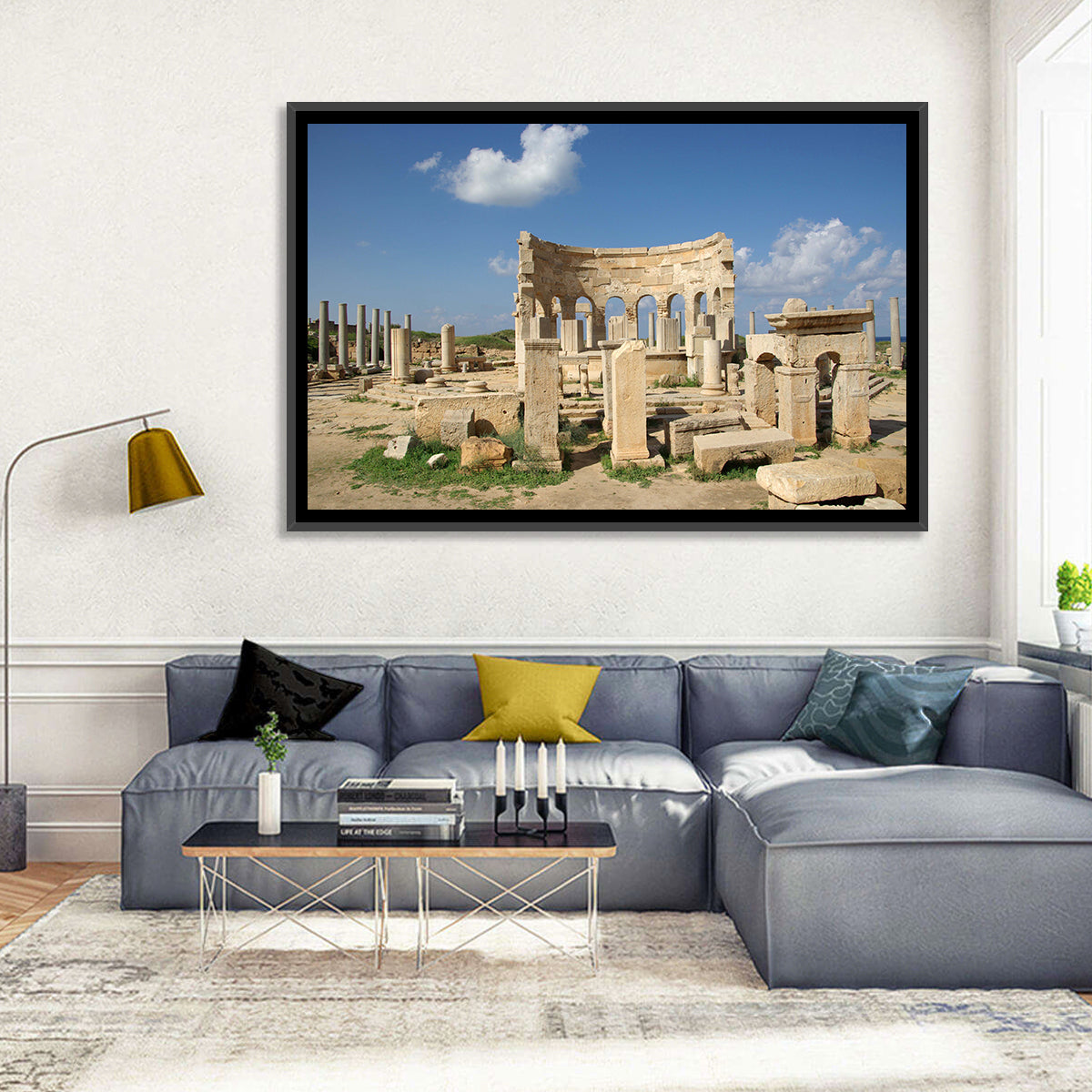 Leptis Magna Stone Ruins Wall Art in a room, landscape