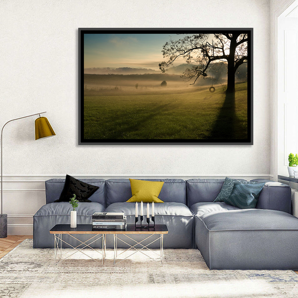 Tire Swing in Morning Mist Wall Art