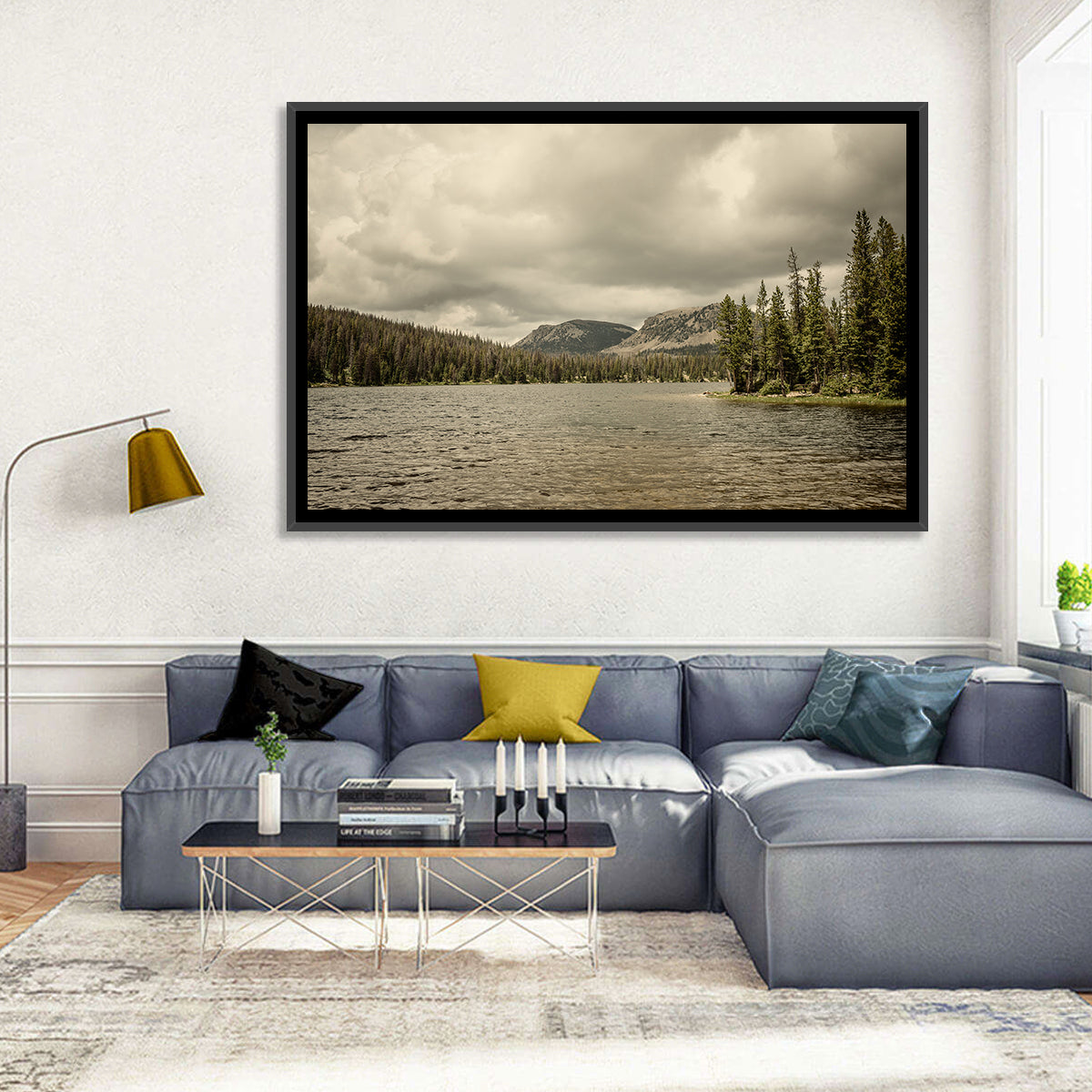 Mirror Lake Reflection Wall Art in a room, landscape
