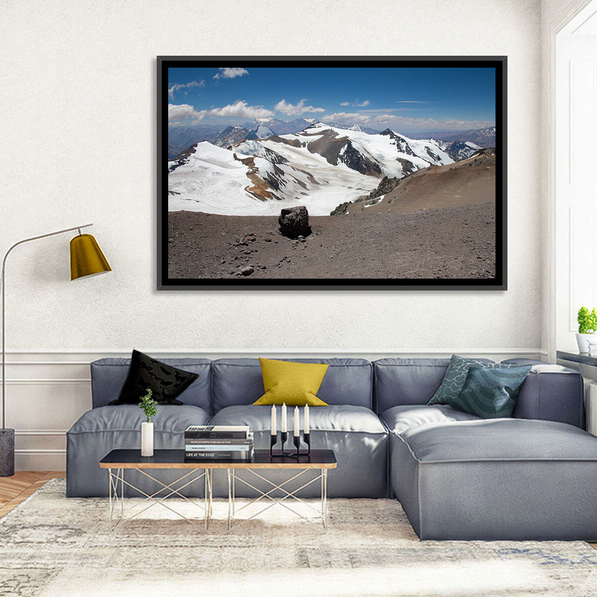 Aconcagua Glacial View Wall Art in a room, landscape