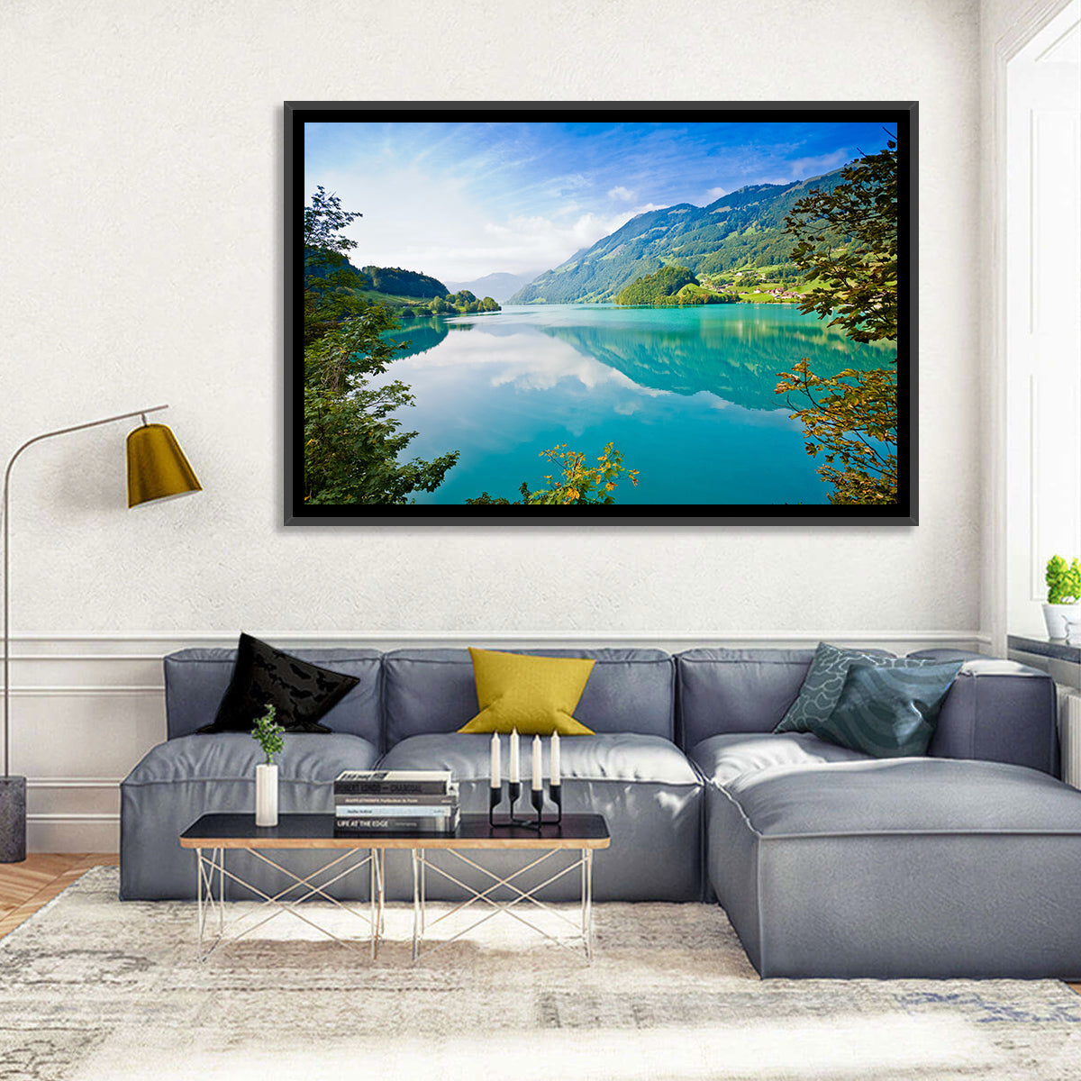 Emerald Lake Wall Art in a room, landscape