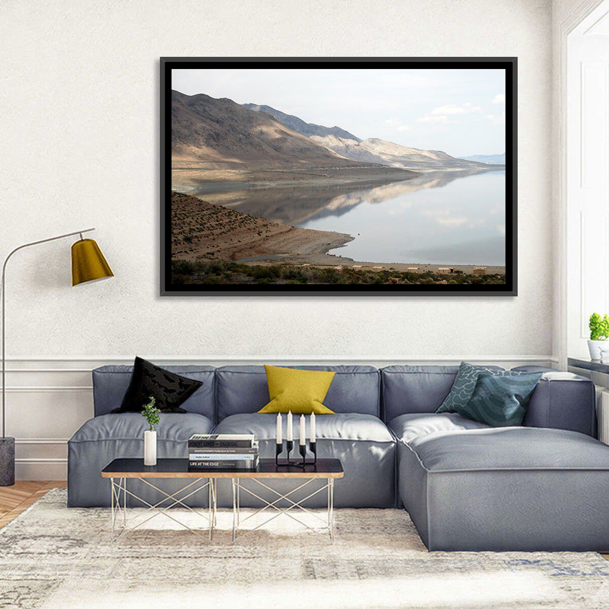 Walker Lake Reflections Wall Art in a room, landscape