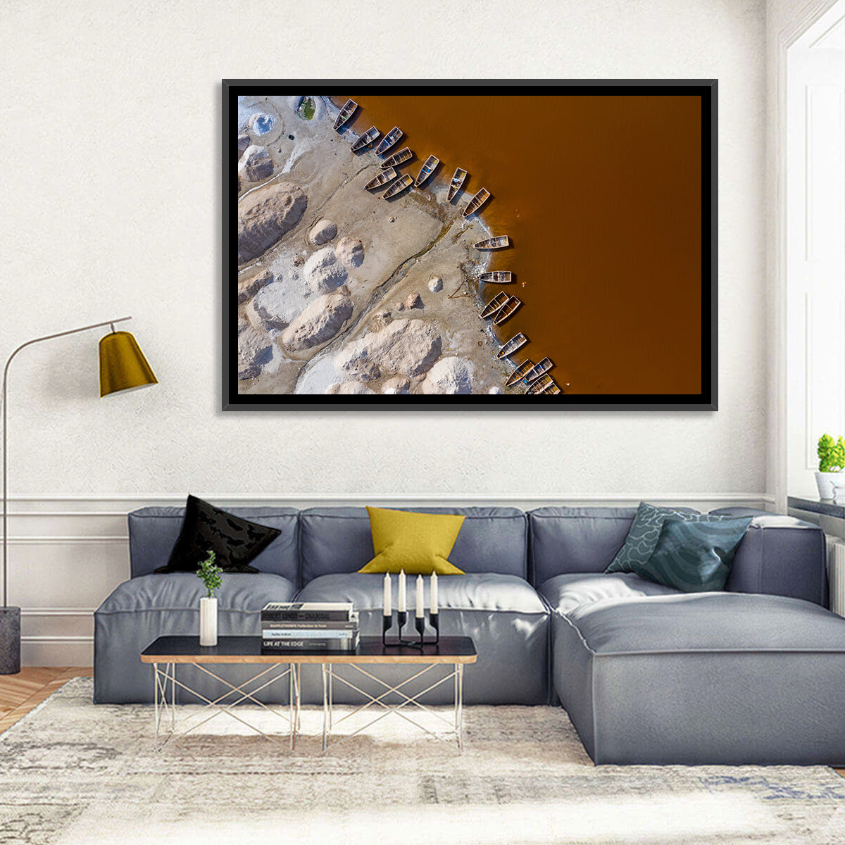 Salt Piles at Lake Retba Wall Art in a room, landscape