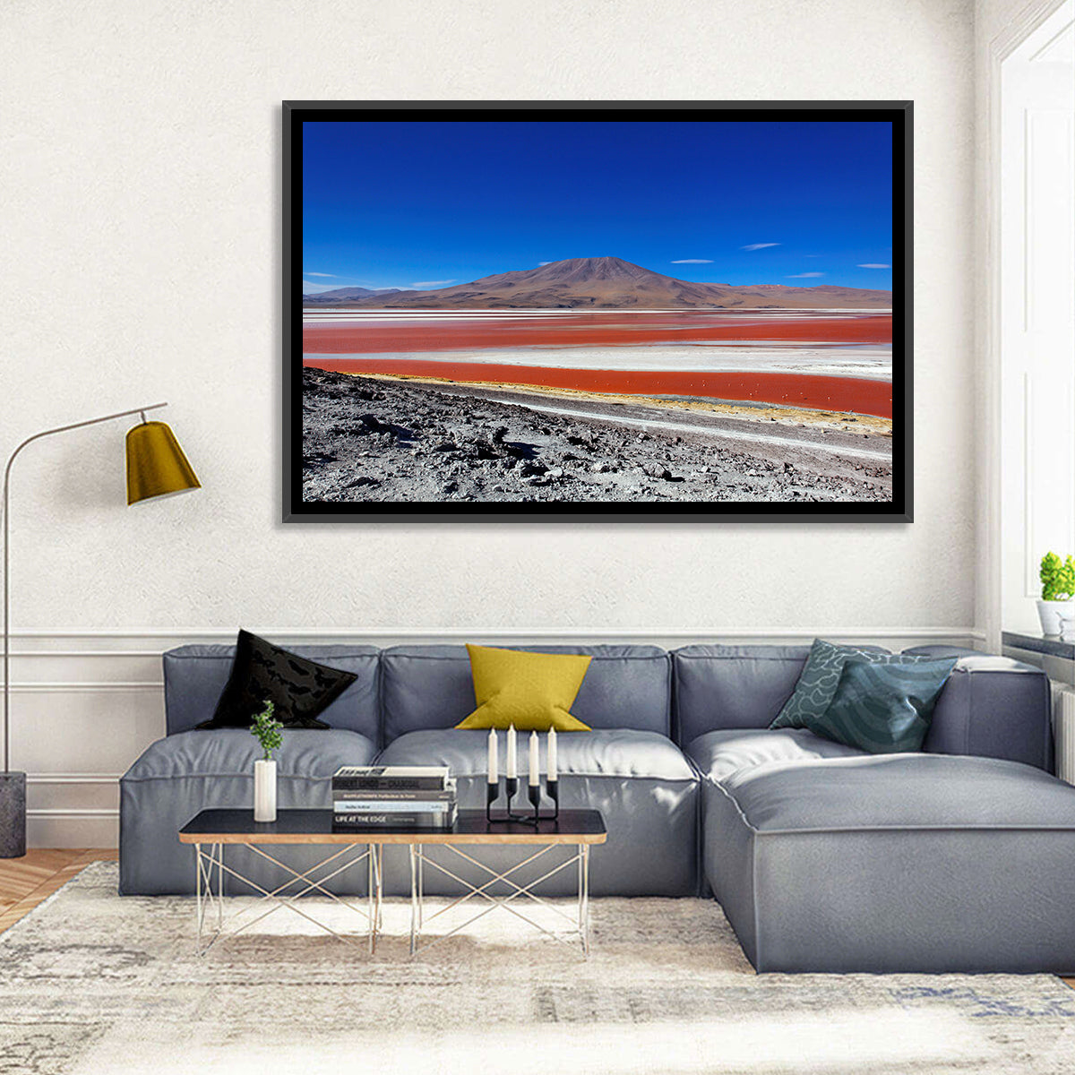 Laguna Colorada Red Lake Wall Art in a room, landscape