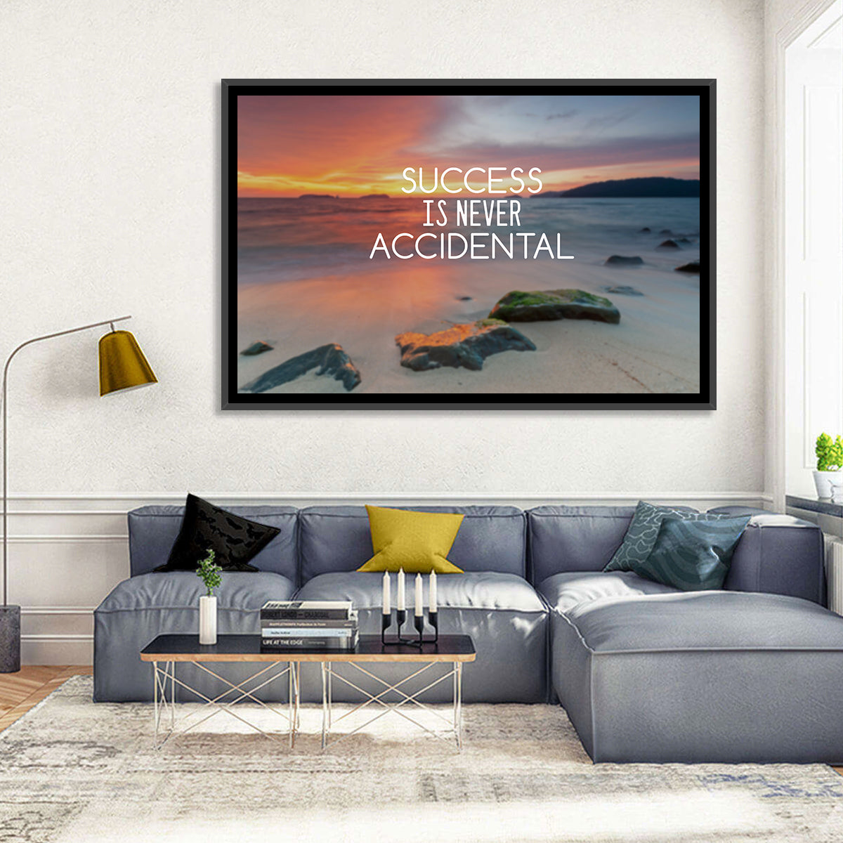 Success Is Never Accidental Wall Art in a room, landscape