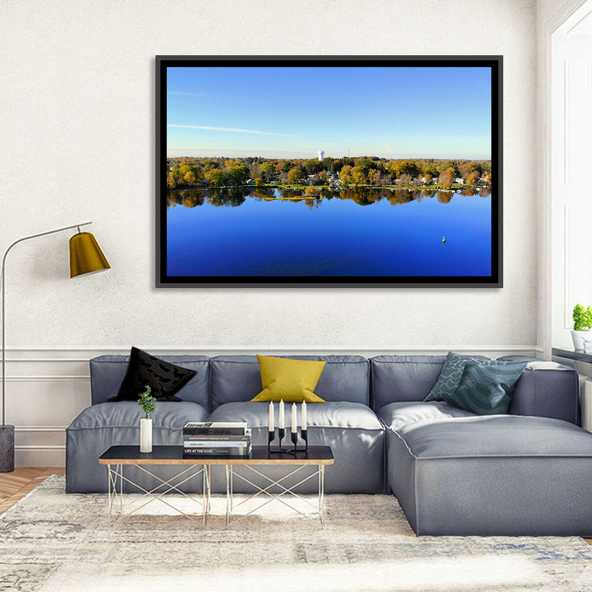 Oneida Lake Water Tower Wall Art in a room, landscape