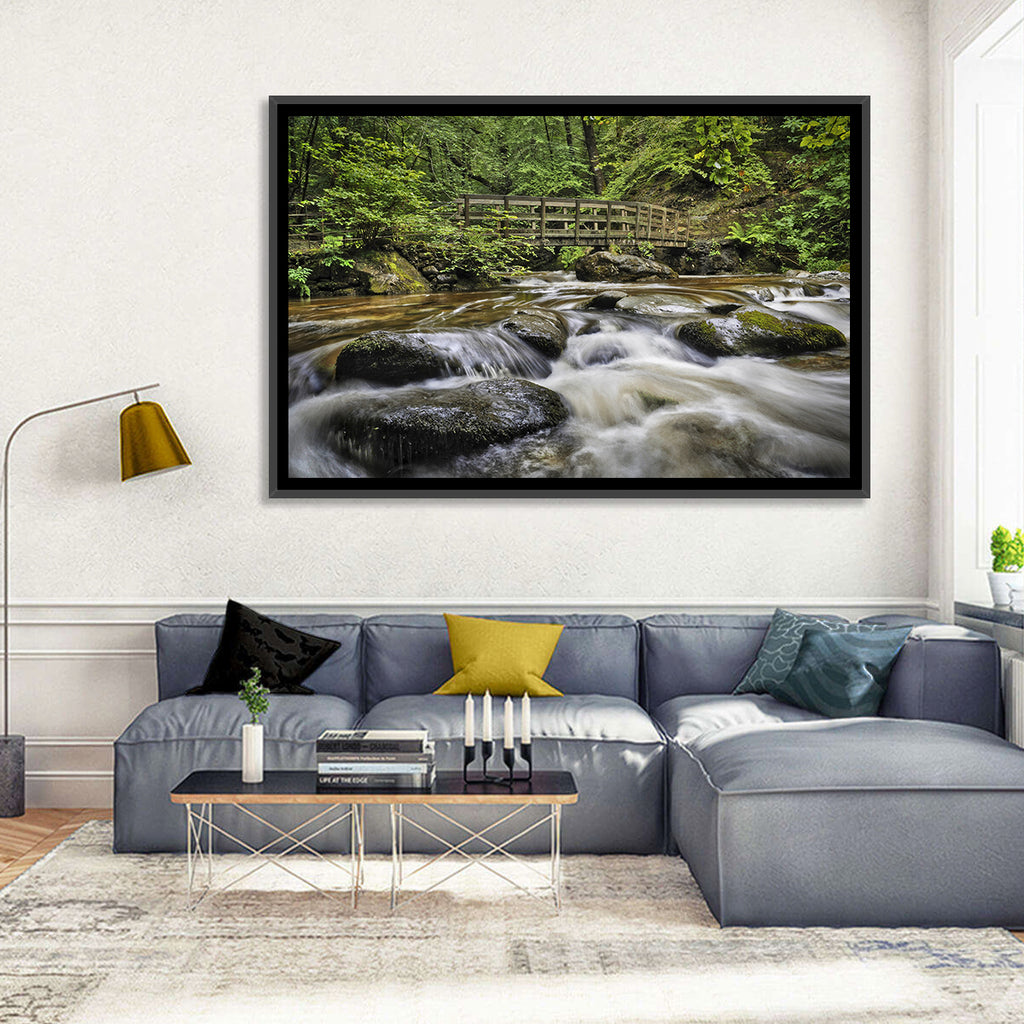 Stock Ghyll Footbridge Forest Stream Wall Art