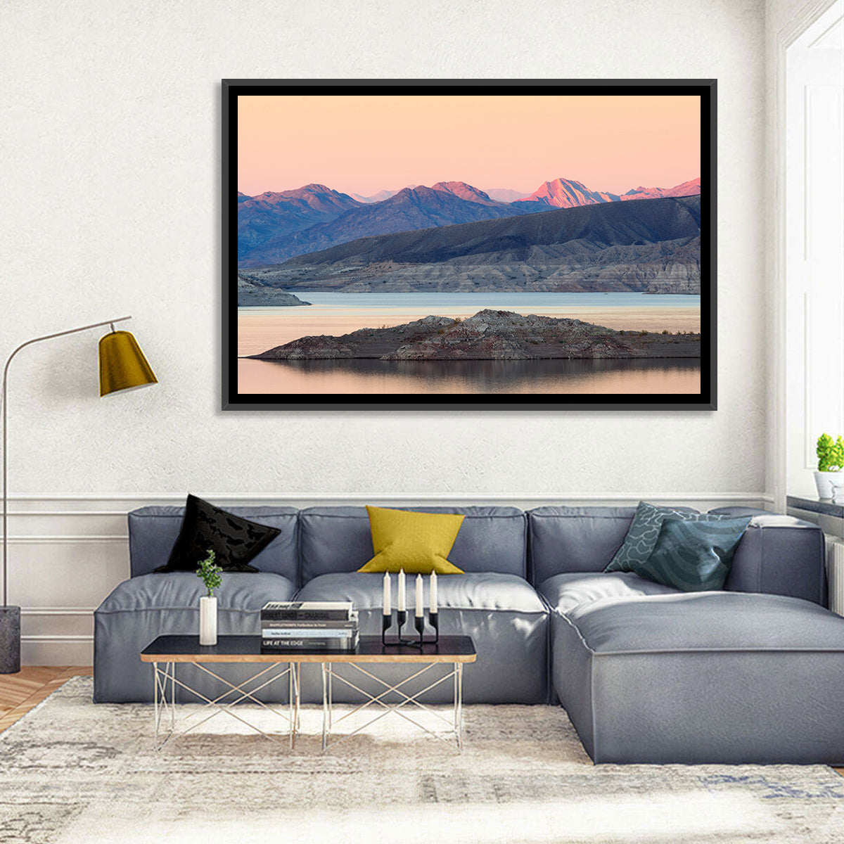 Lake Mead Twilight Reflection Wall Art in a room, landscape
