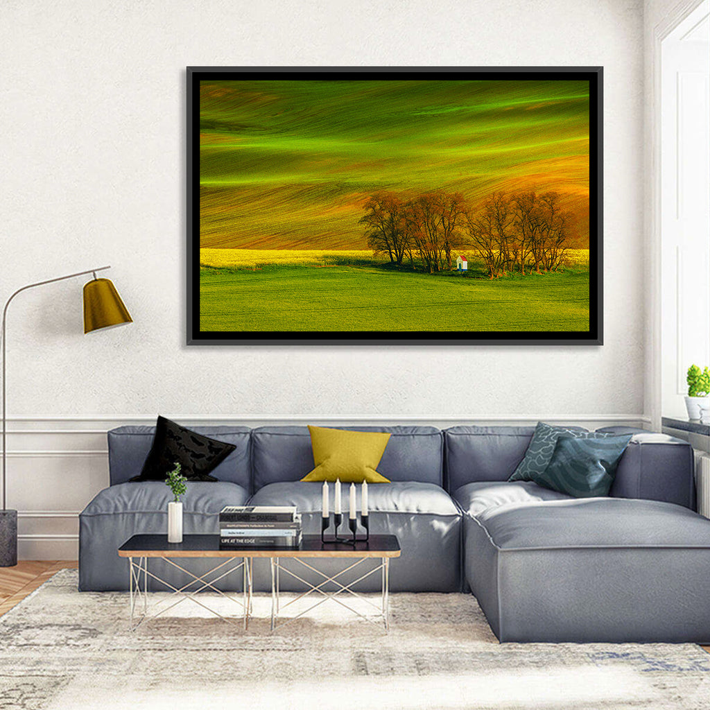 Moravian Wheat Fields with Chapel Wall Art
