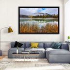 Pyramid Mountain with Golden Grasses Wall Art
