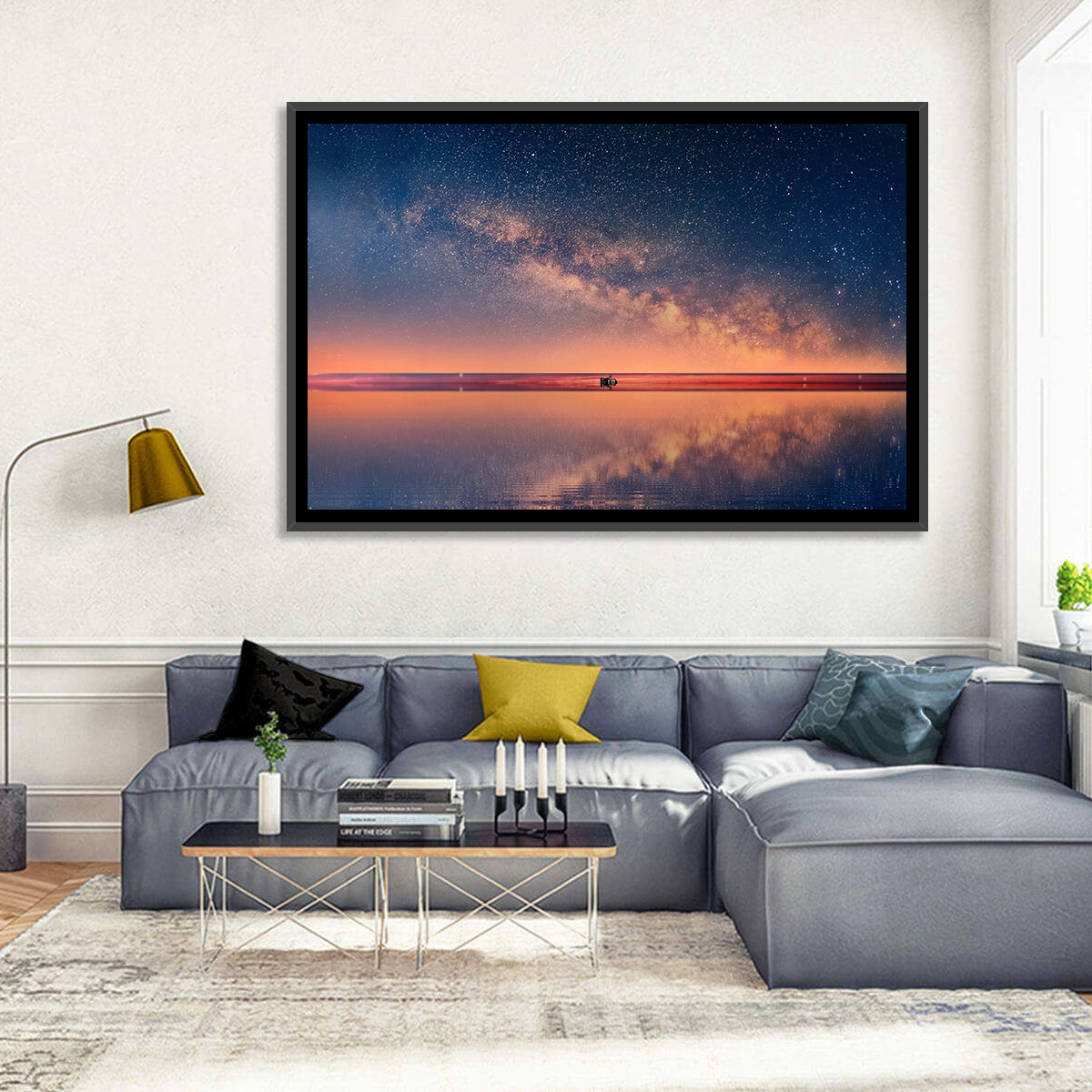 Ocean Starry Night Wall Art in a room, landscape