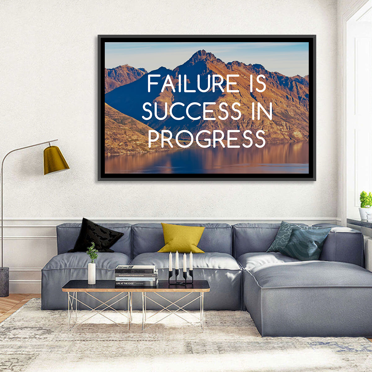 Failure Is Success in Progress Wall Art in a room, landscape