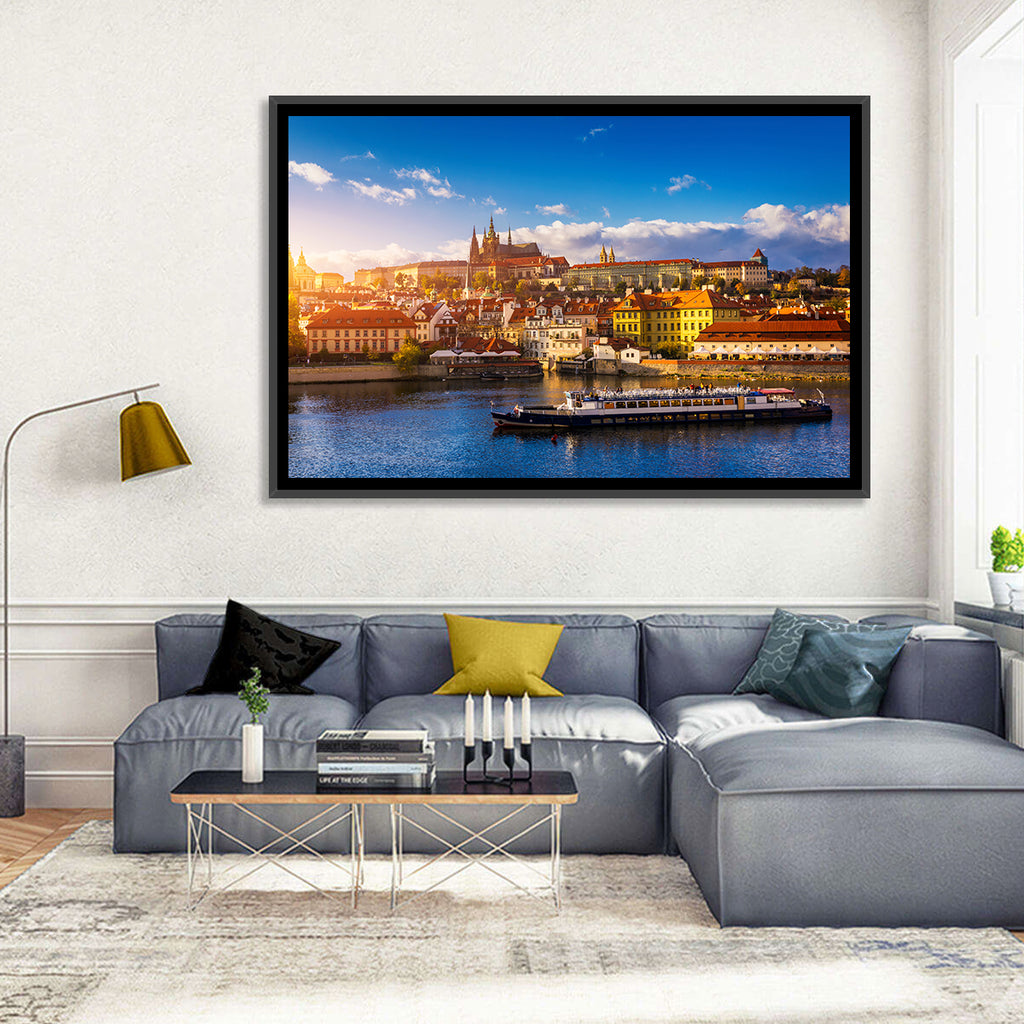 Prague Castle Golden Hour River View Wall Art