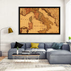 Antique Map of Italy with Ornate Cartouche Wall Art