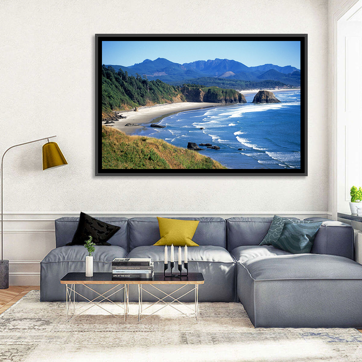 Ecola State Park Coastline Wall Art in a room, landscape