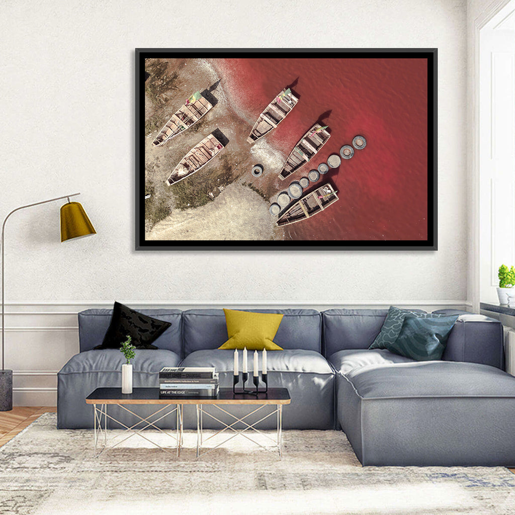 Wooden Boats on Lake Retba Wall Art