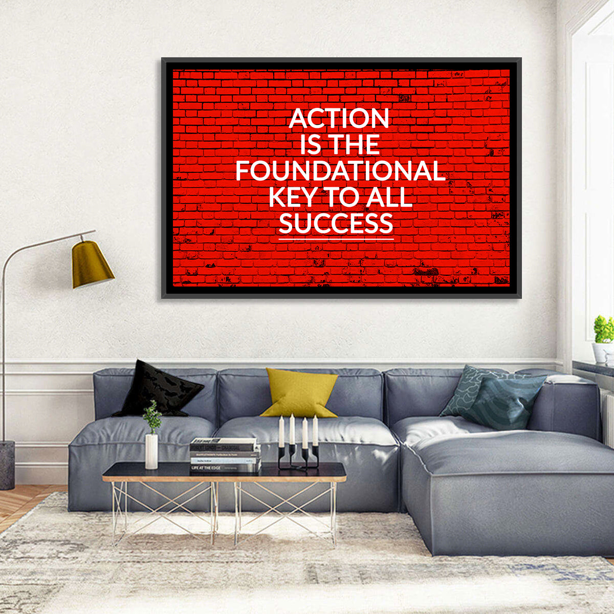 Key to Success on Red Brick Wall Art in a room, landscape
