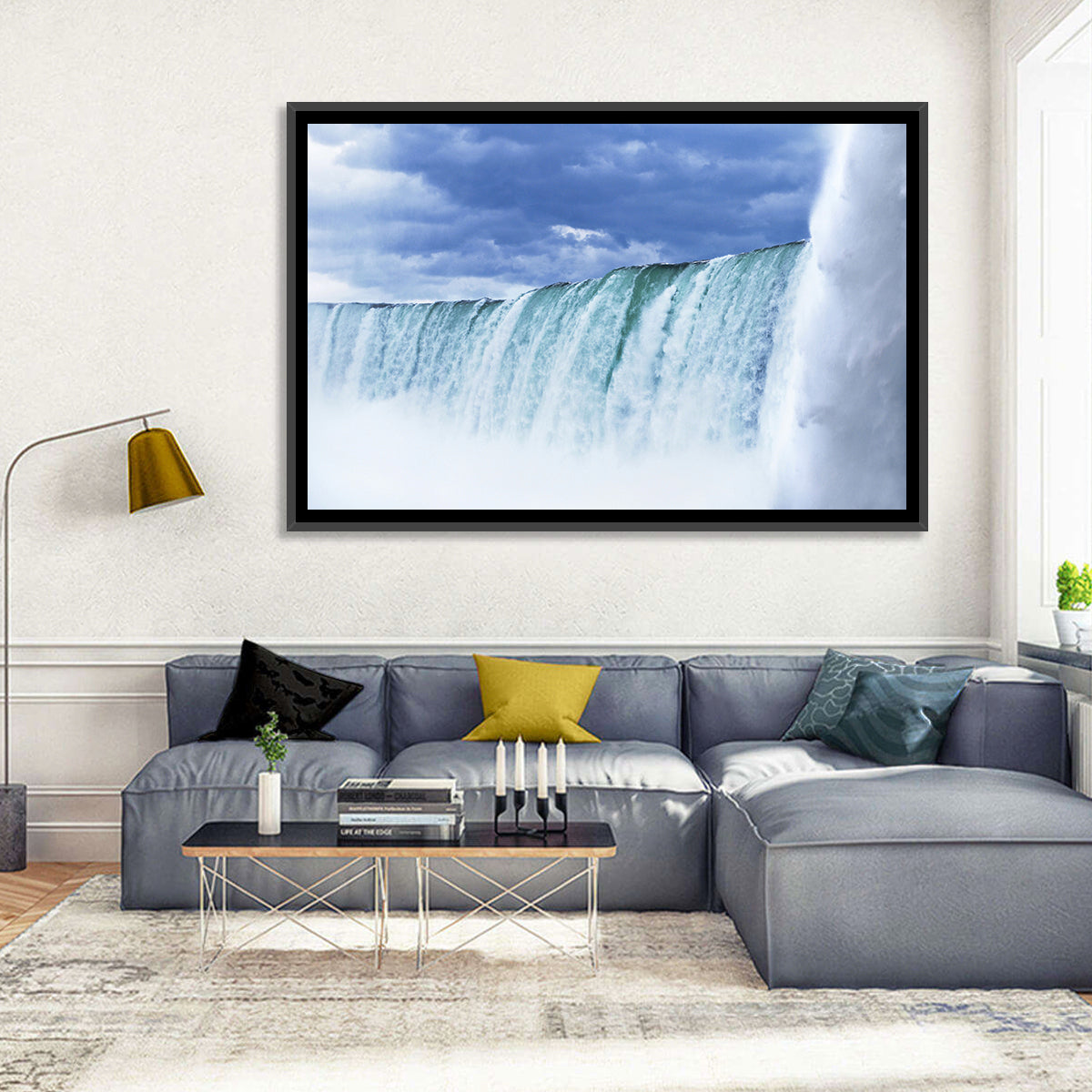 Niagara Falls Horseshoe View Wall Art in a room, landscape