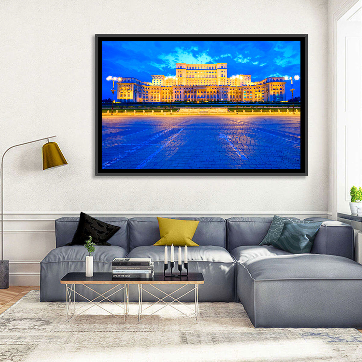 Palace of the Parliament at Twilight Wall Art