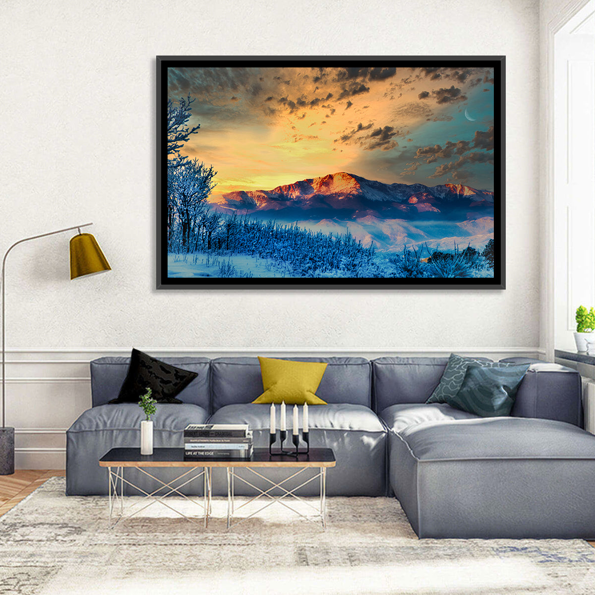 Pikes Peak Golden Sunset Wall Art