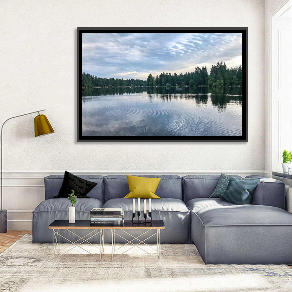 Beaver Lake Park Sunrise Reflection Wall Art in a room, landscape