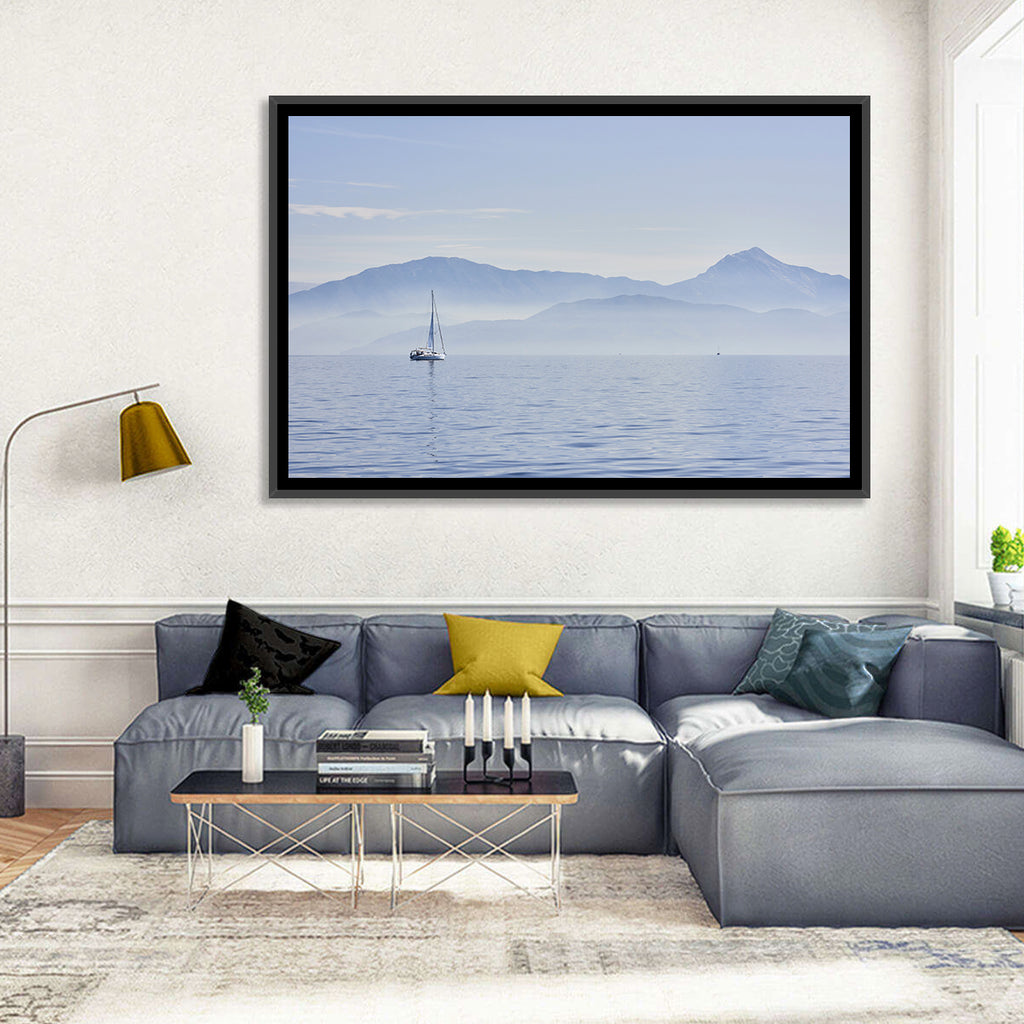 Sailboat and Misty Mountains Wall Art