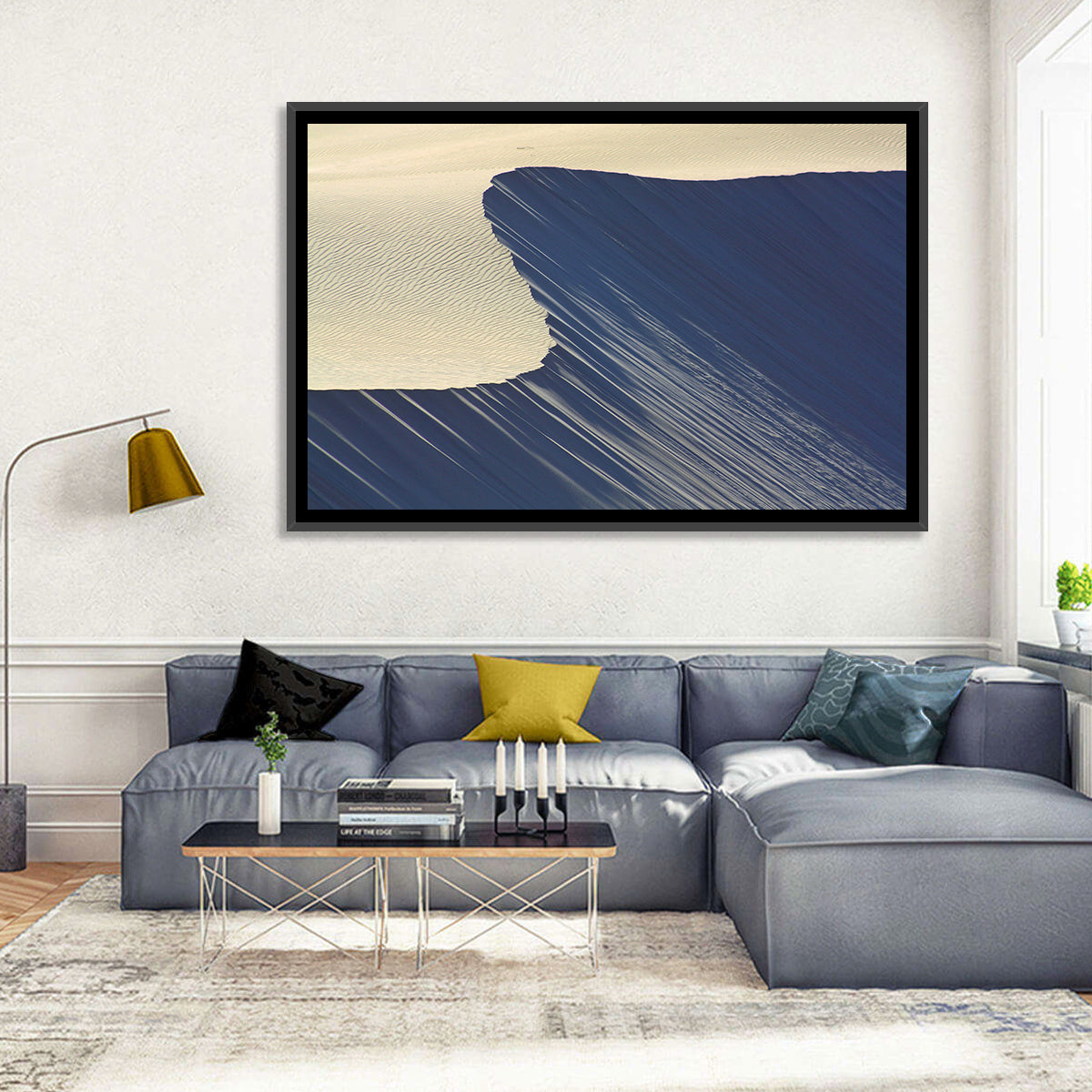 Minimalist Sand Dunes in Late Light Wall Art in a room, landscape