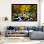 Autumn Stream Through Forest Wall Art